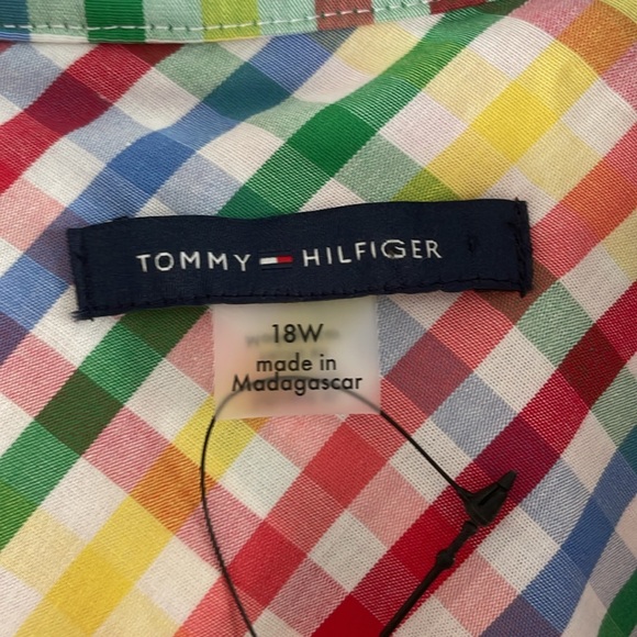 NWT Tommy Hilfiger Red Blue White Yellow Gingham Sleeveless Mini Dress Size 18W - Picture 3 of 8